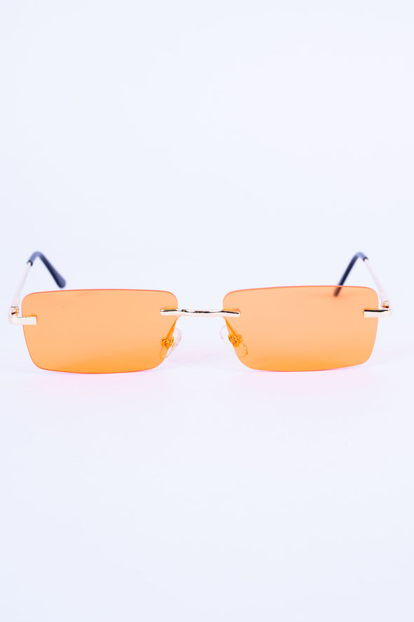 Y2K Tyler Orange Rimless Sunglasses