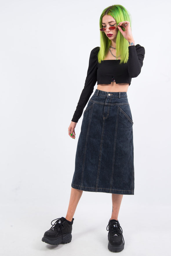 Vintage Y2K Denim Midi Skirt