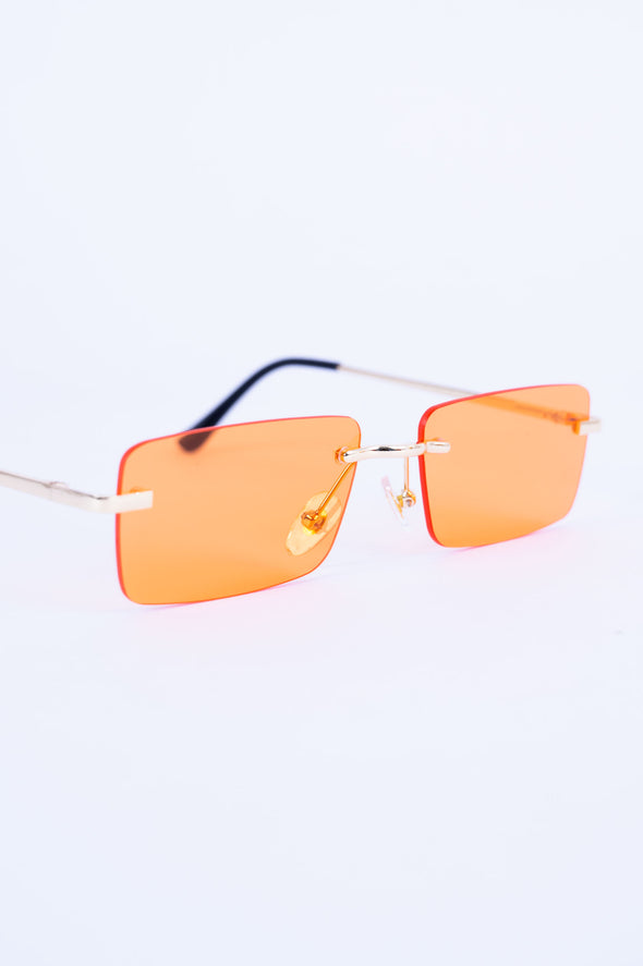 Y2K Tyler Orange Rimless Sunglasses