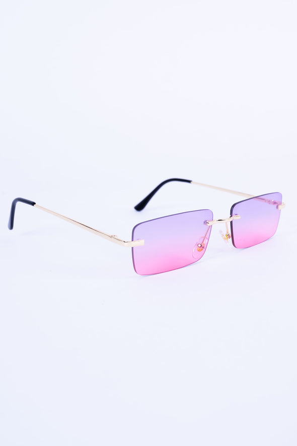 Y2K Tyler Purple Rimless Sunglasses