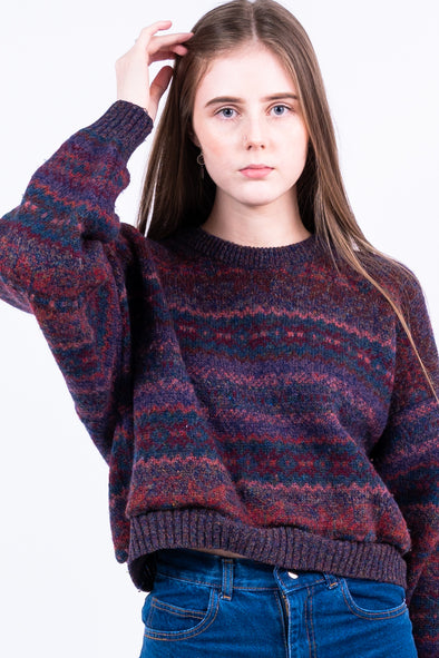 Vintage Grandad Cropped Knit Jumper