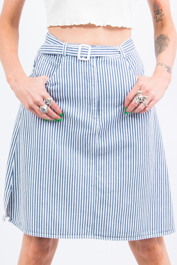 Vintage 80's Belted Denim Mini Skirt