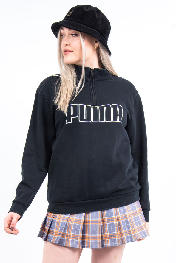 Vintage Puma Spell Out 1/4 Zip Sweatshirt