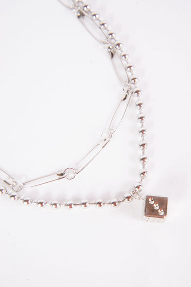 Y2K Safety Pin & Dice Necklace