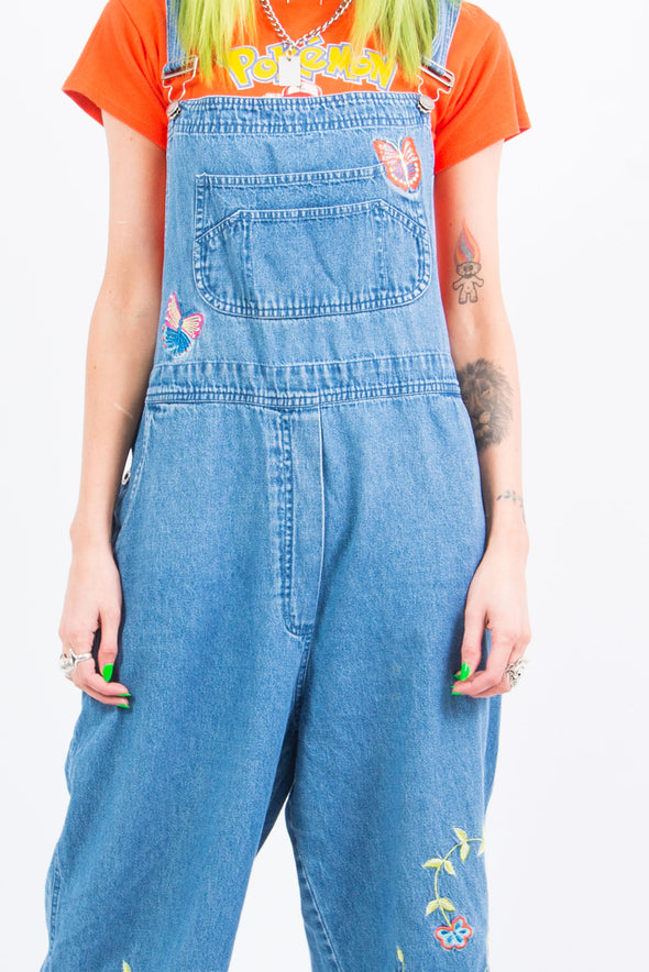 Vintage 90's Embroidered Butterfly Dungarees