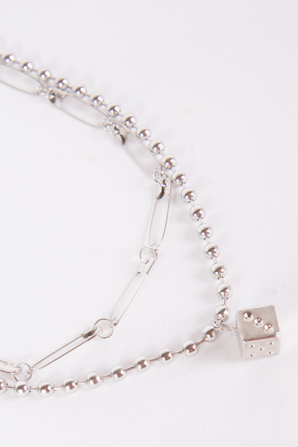 Y2K Safety Pin & Dice Necklace
