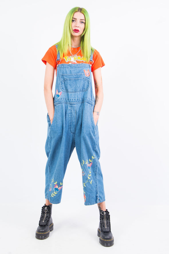 Vintage 90's Embroidered Butterfly Dungarees