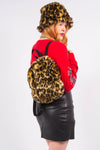 Y2K Style Leopard Faux Fur Rucksack Backpack