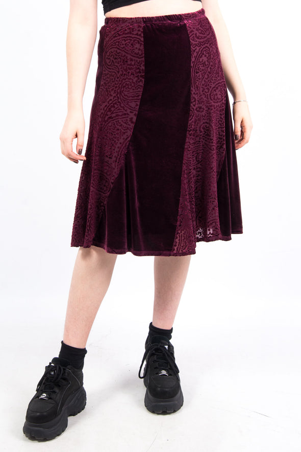 00's Velvet Plum Midi Skirt