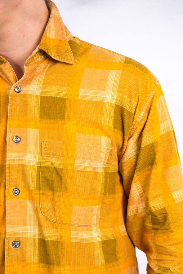 Vintage Yellow Check Cord Shirt