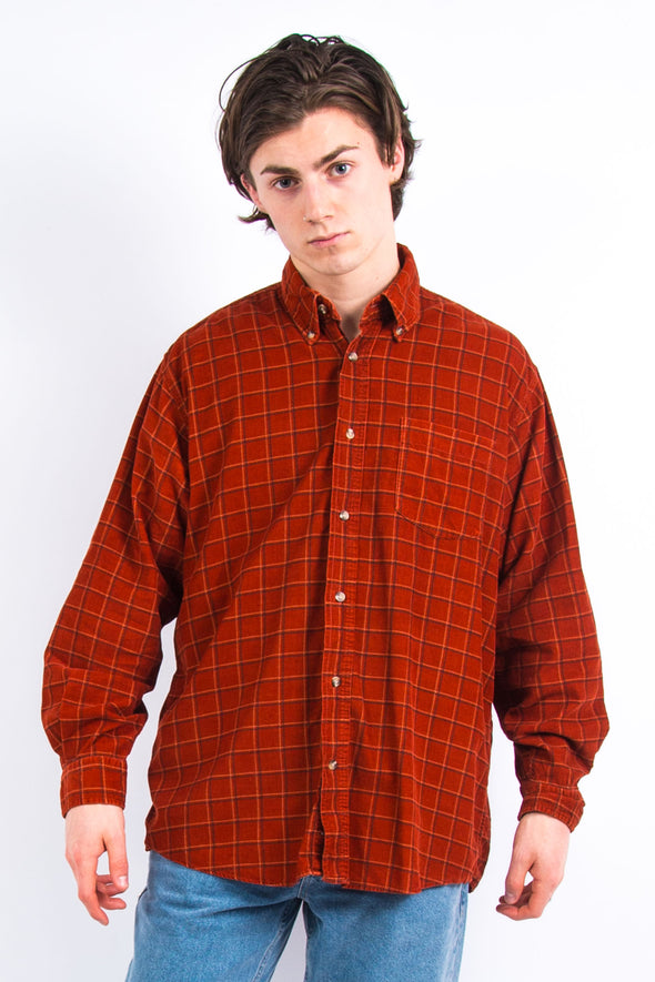90's Square Check Cord Shirt