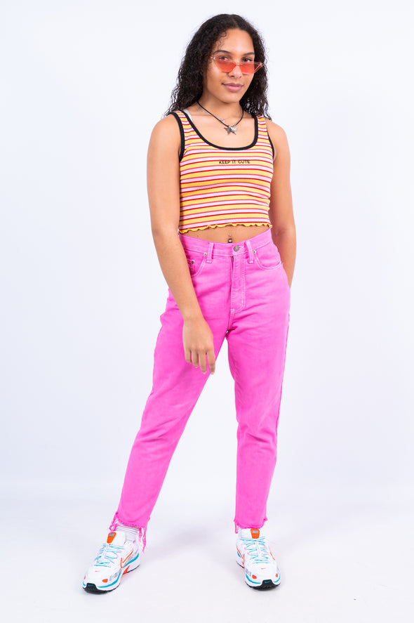 Vintage Pink Tapered Mom Jeans