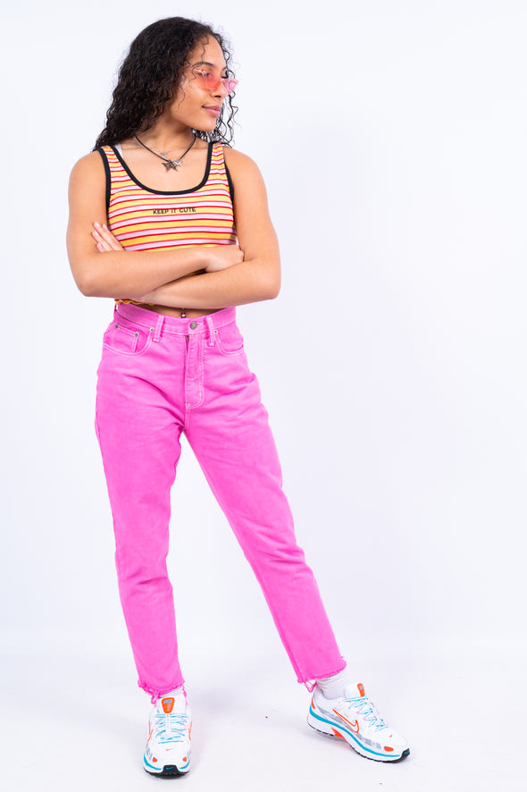 Vintage Pink Tapered Mom Jeans