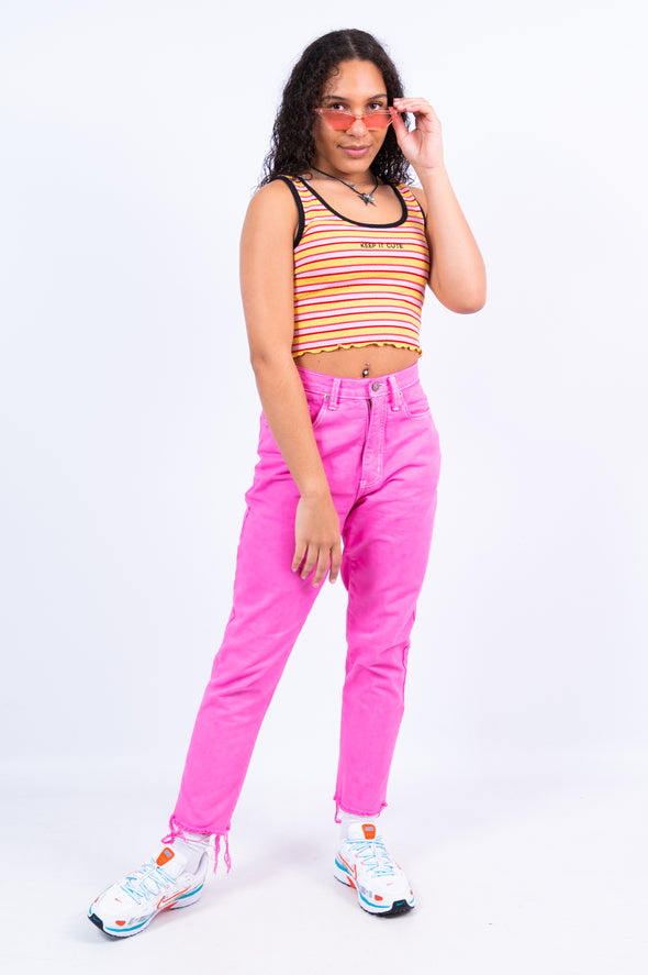 Vintage Pink Tapered Mom Jeans