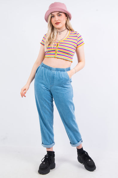 Vintage High Waist Elasticated Denim Jeans