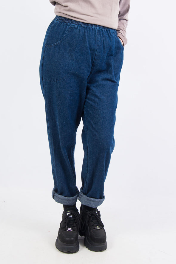 Vintage Blue Denim Elasticated Jeans