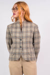 Vintage 90's Beige Check Blazer Jacket