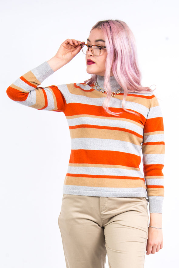 Vintage Orange Striped Knit Jumper