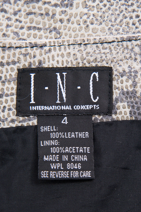 Vintage 90's Leather Snake Skin Print Skirt