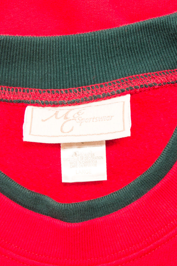 Vintage 90's Christmas Cardinal Bird Sweatshirt
