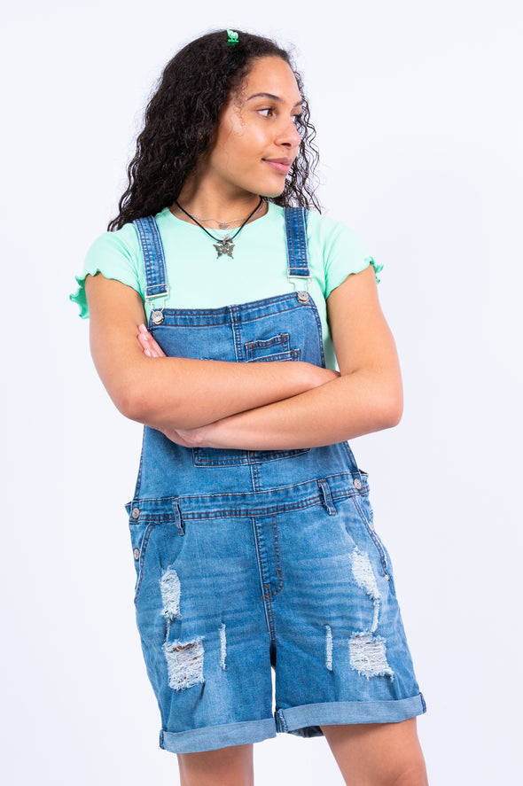 Vintage Distressed Denim Dungarees