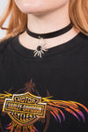 90's Style Faux Leather Sun Choker Necklace 