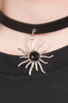 90's Style Faux Leather Sun Choker Necklace 