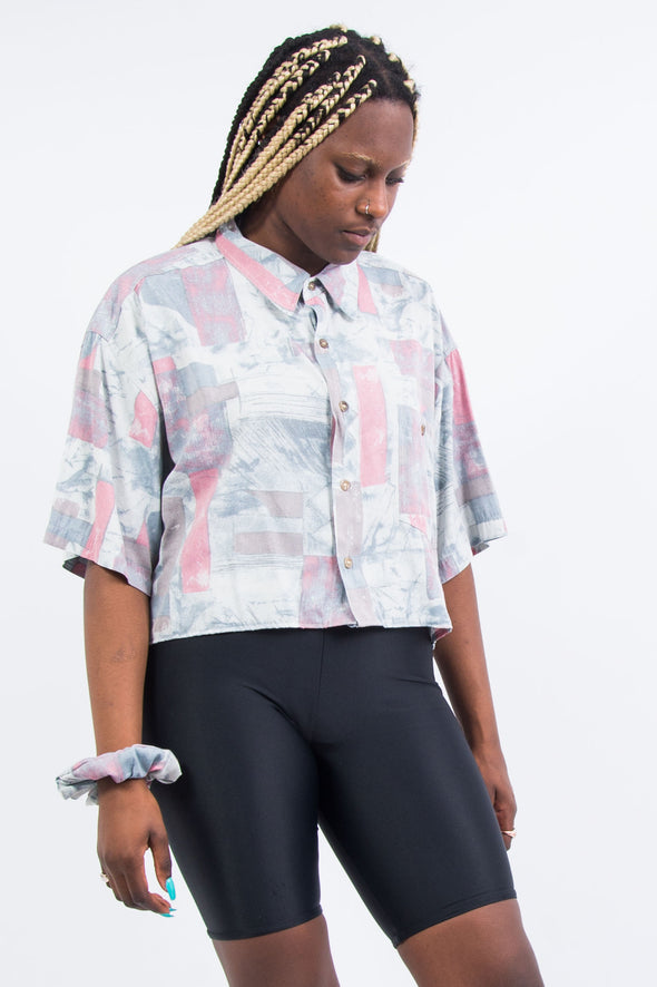Vintage 90's Cropped Abstract Shirt and Matching Scrunchie