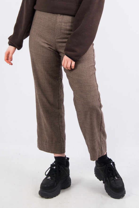 Vintage 90's Brown Houndstooth Wool Trousers