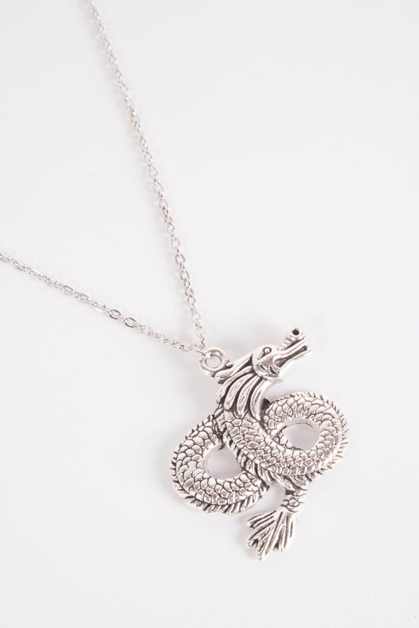 Y2K Dragon Silver Chain Necklace