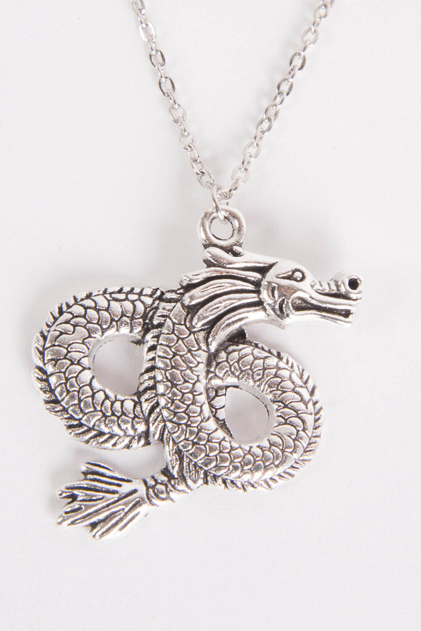 Y2K Dragon Silver Chain Necklace