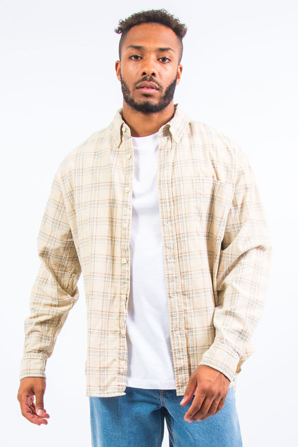 90's Beige Checked Cord Shirt