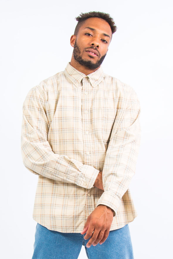 90's Beige Checked Cord Shirt