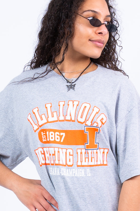 Grey Illinois Fighting Illini Sports T-Shirt