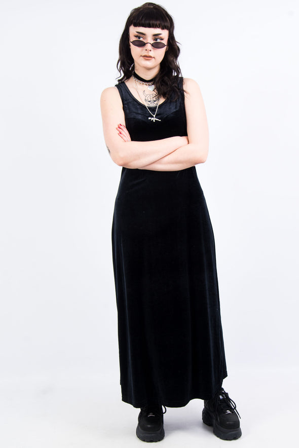 90s grunge maxi dress ASOS + Vintage 90s Grunge Black Floral Patterned Maxi Dress