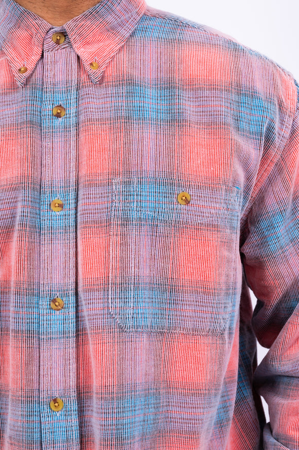 90's Vintage Checked Cord Shirt