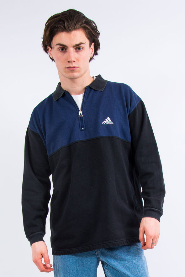 90's Adidas 1/4 Zip Collared Sweatshirt