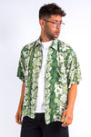 Vintage Green Floral Hawaiian Shirt