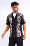 90's Black Floral Hawaiian Shirt