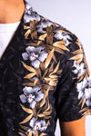90's Black Floral Hawaiian Shirt