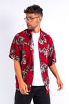 Vintage Red Palm Print Hawaiian Shirt