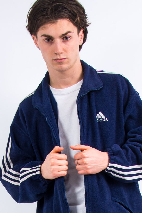 90's Adidas 3-Stripe Fleece Jacket