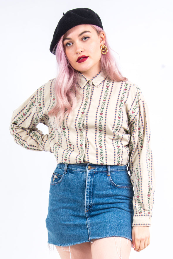 Vintage 90's Heart Patterned Country Shirt