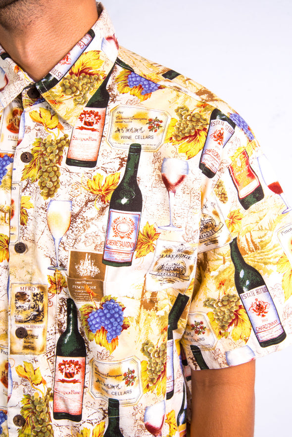 Vintage Wine Print Pattern Shirt