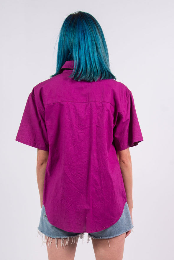 Vintage 90's Embroidered Purple Shirt