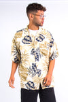 90's Rayon Hawaiian Leaf Print Shirt