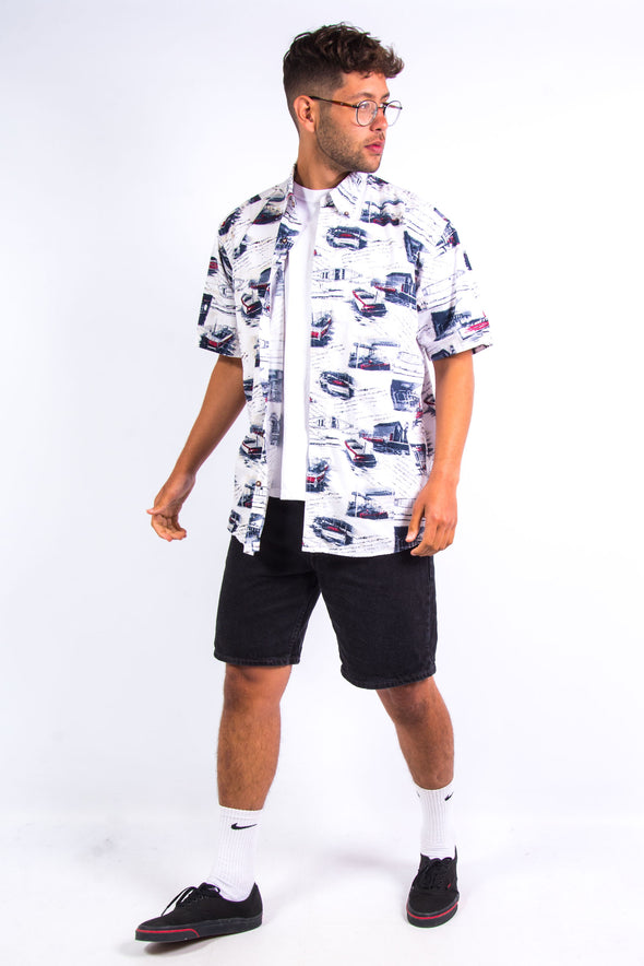 90's Short Sleeve Boat Print Shirt