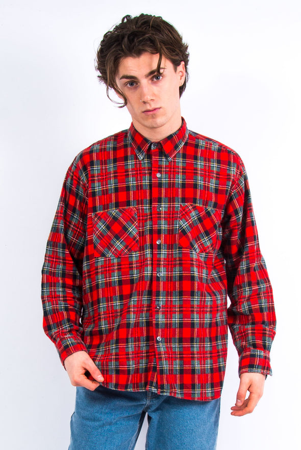 90's Red Checked Flannel Shirt
