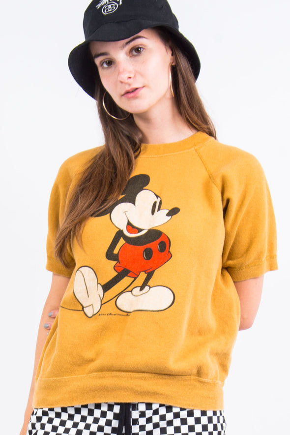 Vintage 80's Mickey Mouse Short Sleeve Sweatshirt