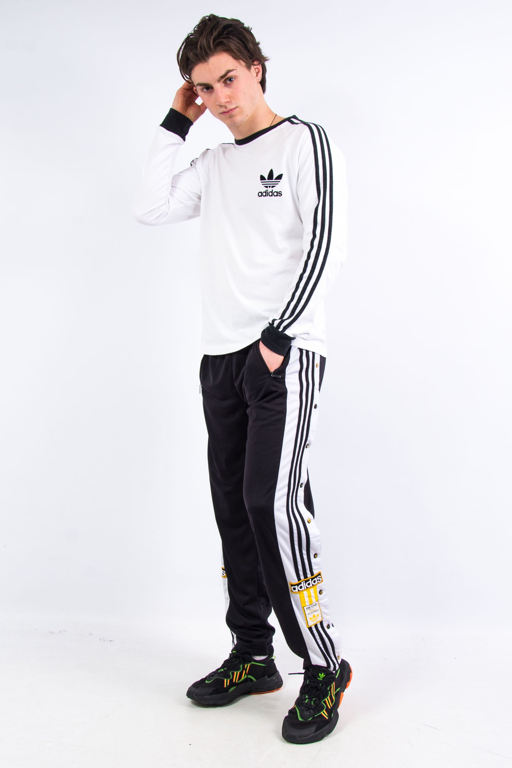 Adidas Popper Tracksuit bottoms in Silver  thebreadandbuttercollection
